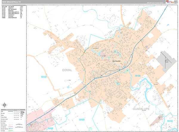 New Braunfels, TX Zip Code Map